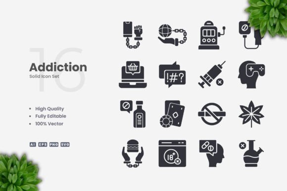 Addiction Solid Icons for Handmade Creators