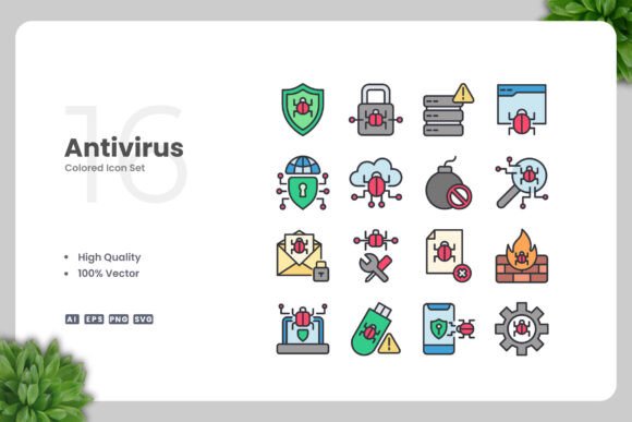 Antivirus Color Icons: Graphics and Icons for Modern Design