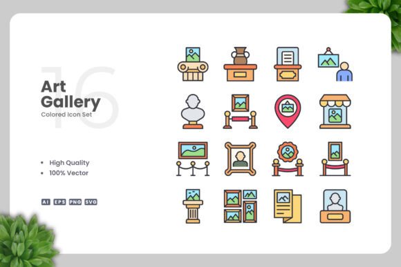 Art Gallery Color Icons: Graphics and Icons for Polished Design