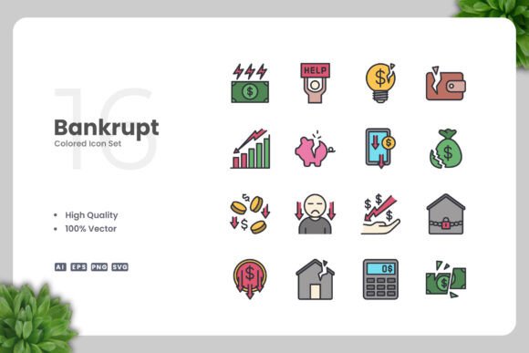 Bankrupt Color Icons: Graphics and Icons for Modern Design