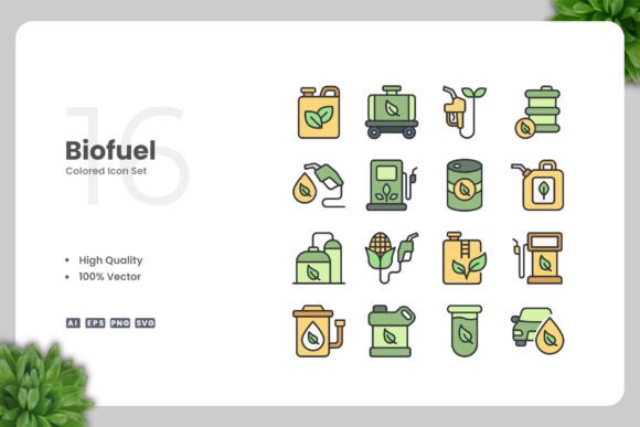Biofuel Color Icons: Graphics and Icons for Modern Design