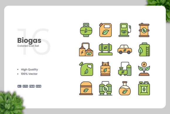 Biogas Color Icons for Handmade Graphics