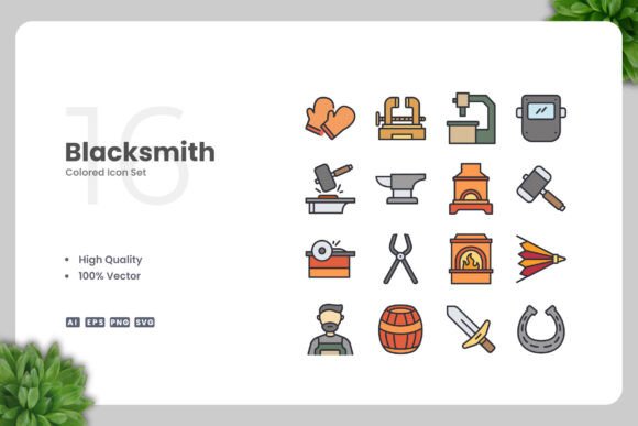 Blacksmith Color Icons: Graphics and Icons for Digital Sellers