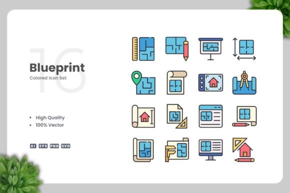 Blueprint Color Icons: Graphics and Icons for Digital Sellers