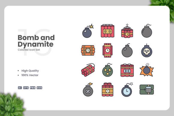 Bomb and Dynamite Color Icons