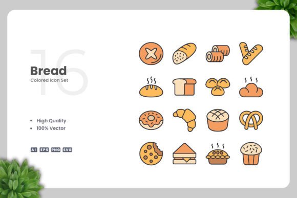 Bread Color Icons: Graphics & Icons for Modern Design