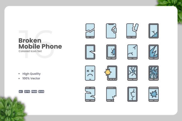 Broken Mobile Phone Color Icons