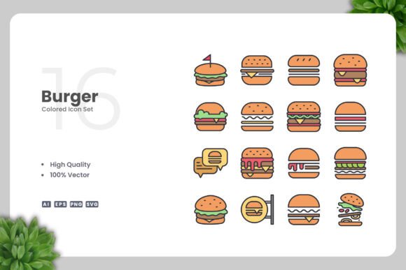Burger Color Icons Graphics