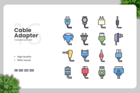 Cable Adapter Color Icons Graphics