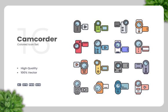 Camcorder Color Icons for Graphics and Icons
