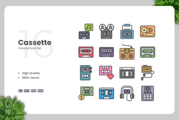 Cassette Color Icons: Graphics and Icons for Modern Design