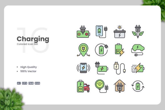 Charging Color Icons: Graphics and Icons for Modern Design