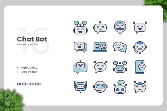 Chat Bot Color Icons: Graphics and Icons for Local Business