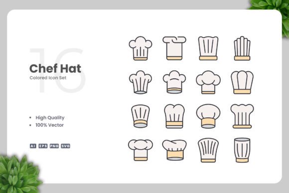 Chef Hat Color Icons: Graphics for Creative Sellers