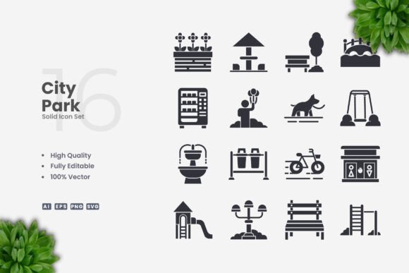 City Park Solid Icons: Graphics and Icons for Modern Design