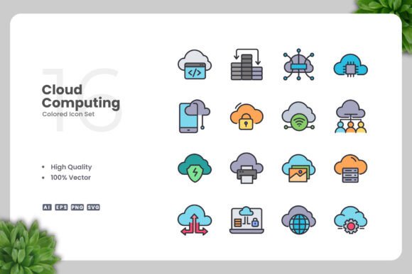 Cloud Computing Color Icons Graphics