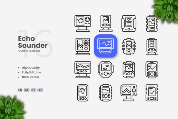 Echo Sounder Icons: Graphics and Icons for Digital Sellers