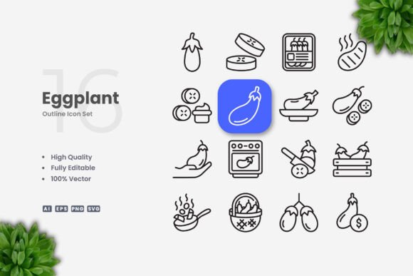 Eggplant Icons for Graphics and Branding