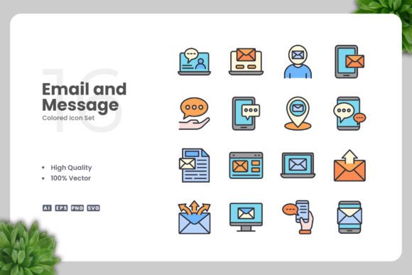 Email and Message Color Icons: Graphics and Icons for Modern Branding