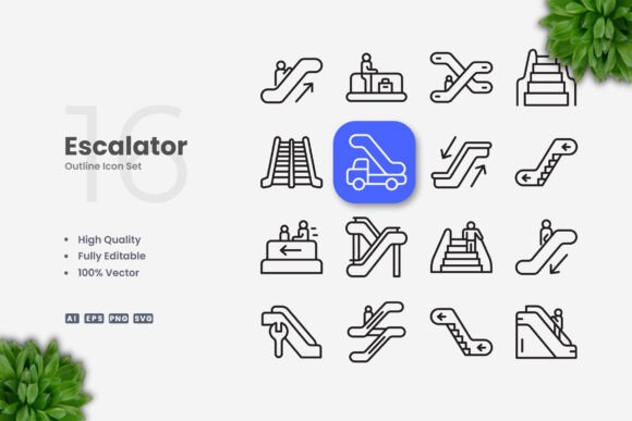 Escalator Icons: Graphics for Modern Branding