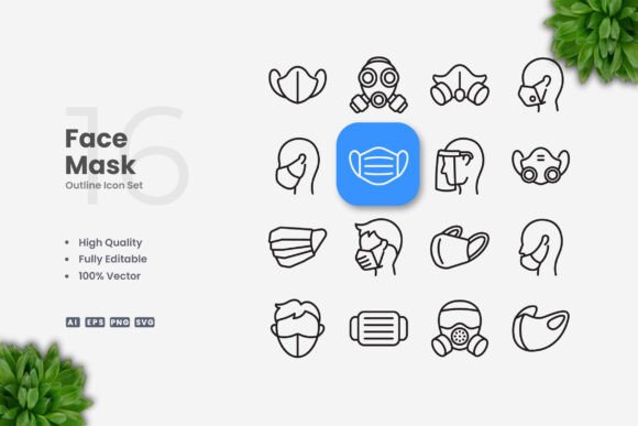 Face Mask Icons: Graphics for Modern Design