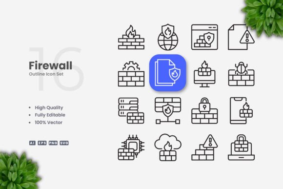 Firewall Icons: Graphics and Icons for Digital Sellers