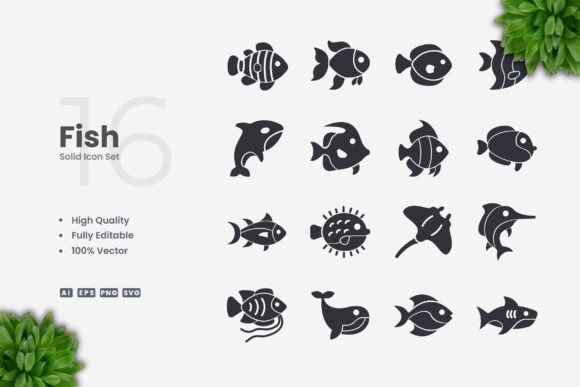 Fish Solid Icons: Graphics for Real Business Use
