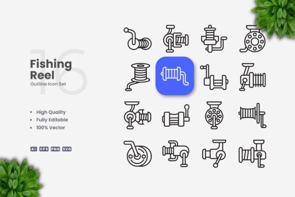 Fishing Reel Icons for Graphics and Icons