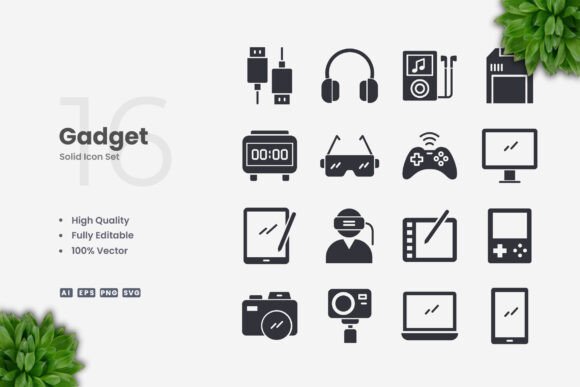Gadget Solid Icons: Graphics and Icons for Modern Design