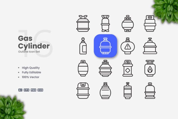 Gas Cylinder Icons for Graphics and Branding