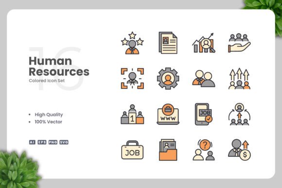 Human Resources Color Icons: Graphics and Icons for Local Business