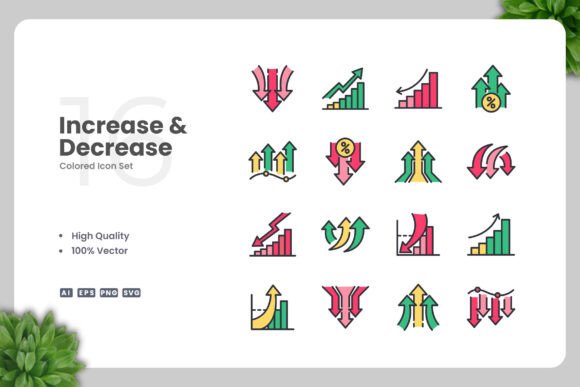 Increase and Decrease Color Icons Graphics