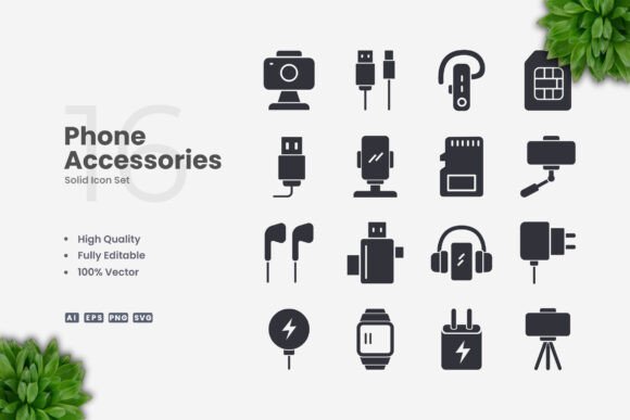 Phone Accessories Solid Icons
