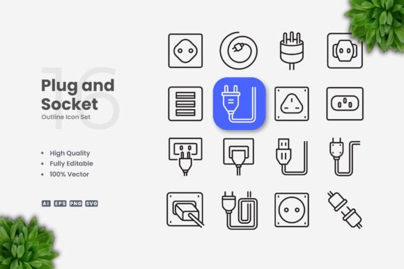 Plug and Socket Icons for Graphics and Icons