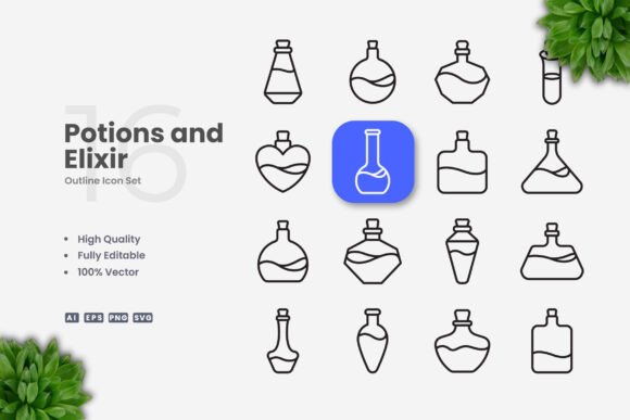 Potions and Elixir Icons: Graphics and Icons for Creative Projects