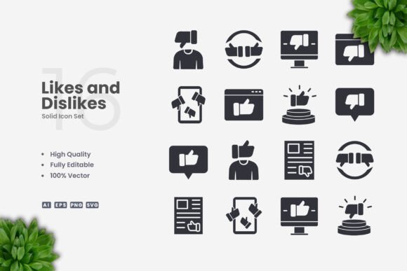 Reviews: Likes and Dislikes Solid Icons