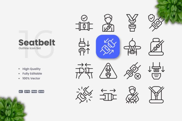 Seatbelt Icons: Graphics and Icons for Creative Design